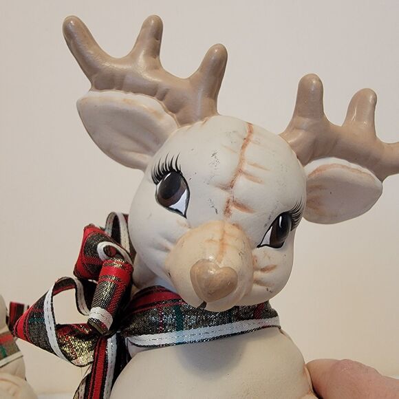 Vtg 80s Kimple Mold Christmas Ceramic Reindeer Figurines Hand Painted 2 - Picture 11 of 16